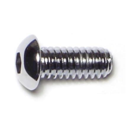 Midwest Fastener 1/4"-20 Socket Head Cap Screw, Button, Chrome Plated Steel, 5/8 in Length, 10 PK 74205